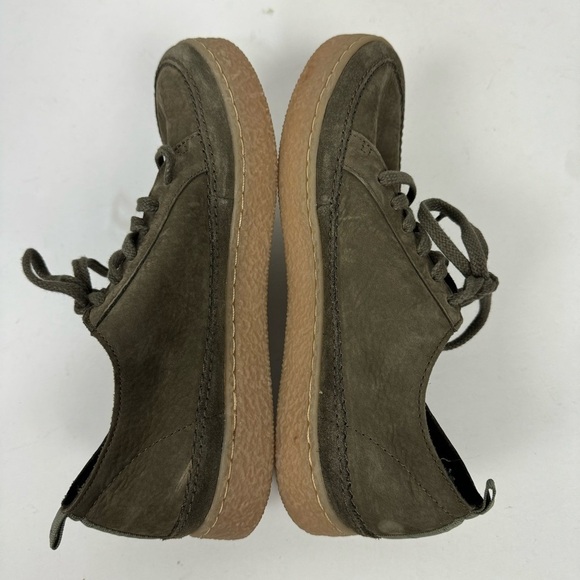 Clarks Leather Olive Green Slip On Platform Outsole Sneakers Casual Fall Winter - Picture 3 of 7